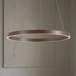 Lucande LED-riippuvalaisin Yonam, Ø 80 cm, 1-lamppuinen, ruskea, CCT