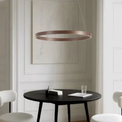 Lucande LED-riippuvalaisin Yonam, Ø 80 cm, 1-lamppuinen, ruskea, CCT