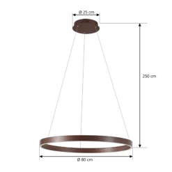 Lucande LED-riippuvalaisin Yonam, Ø 80 cm, 1-lamppuinen, ruskea, CCT
