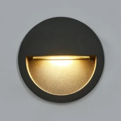 Lucande LED-seinäuppovalaisin Loya, Ø 11,5 cm, harmaa, IP54