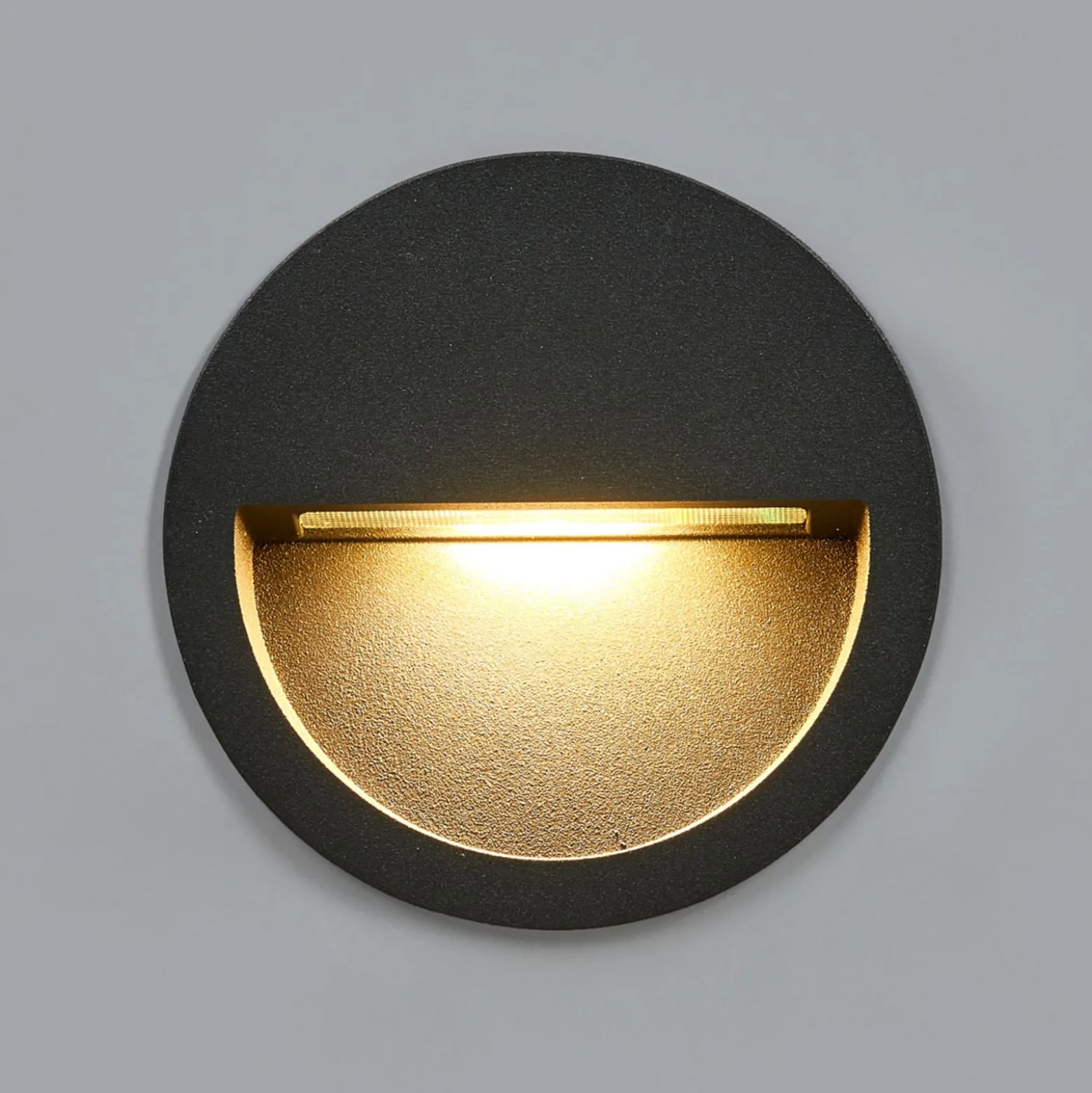 Lucande LED-seinäuppovalaisin Loya, Ø 11,5 cm, harmaa, IP54