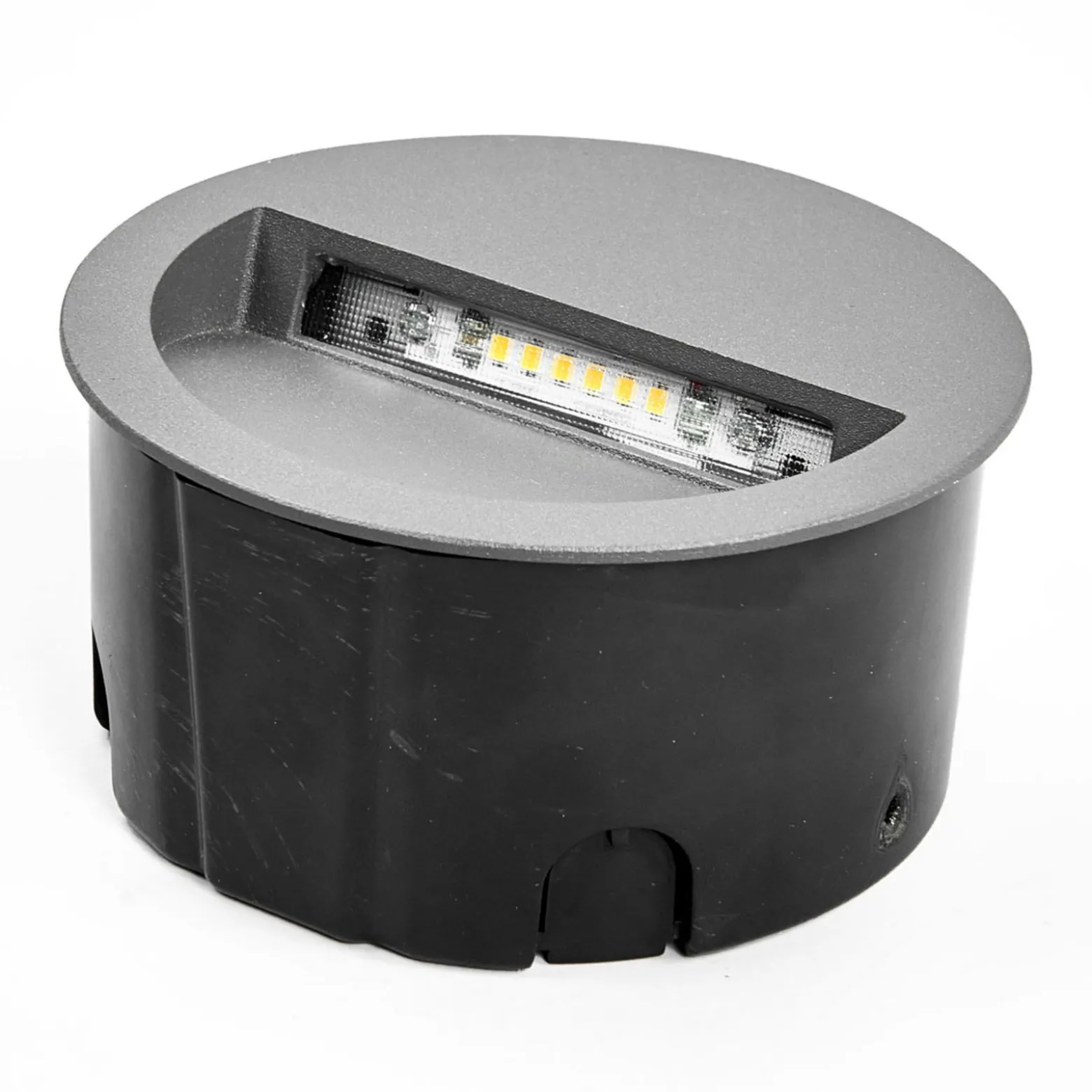 Lucande LED-seinäuppovalaisin Loya, Ø 11,5 cm, harmaa, IP54