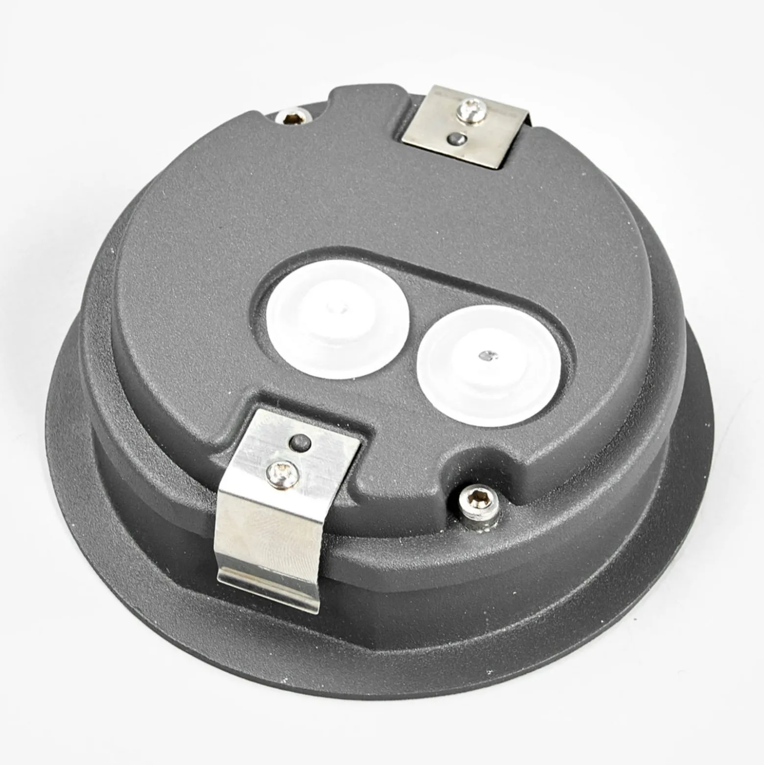 Lucande LED-seinäuppovalaisin Loya, Ø 11,5 cm, harmaa, IP54