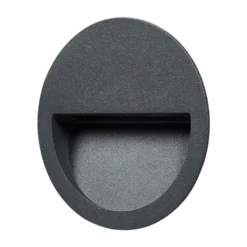 Lucande LED-seinäuppovalaisin Loya, Ø 11,5 cm, harmaa, IP54