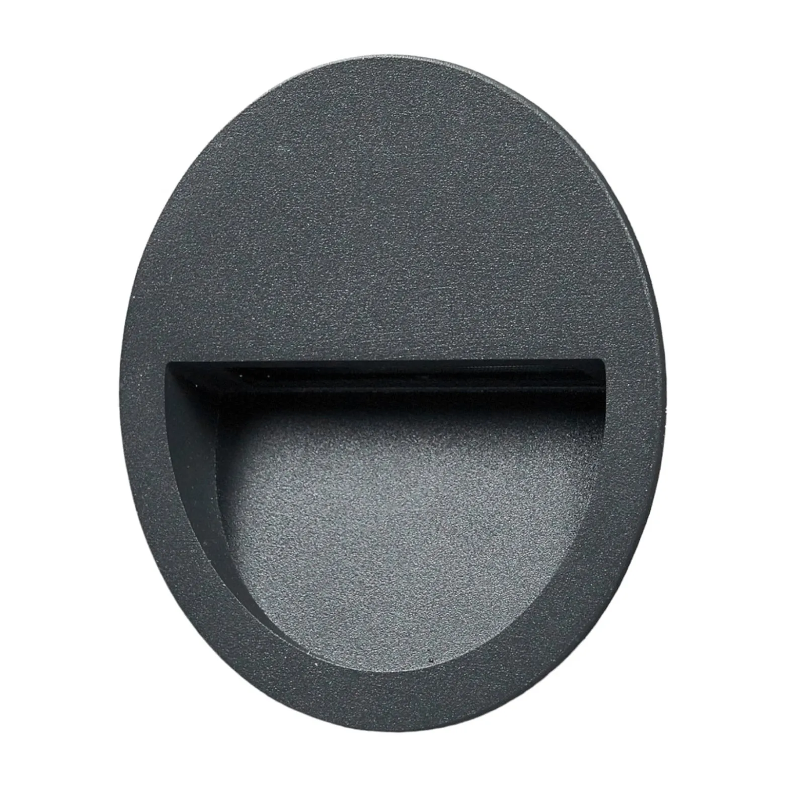 Lucande LED-seinäuppovalaisin Loya, Ø 11,5 cm, harmaa, IP54