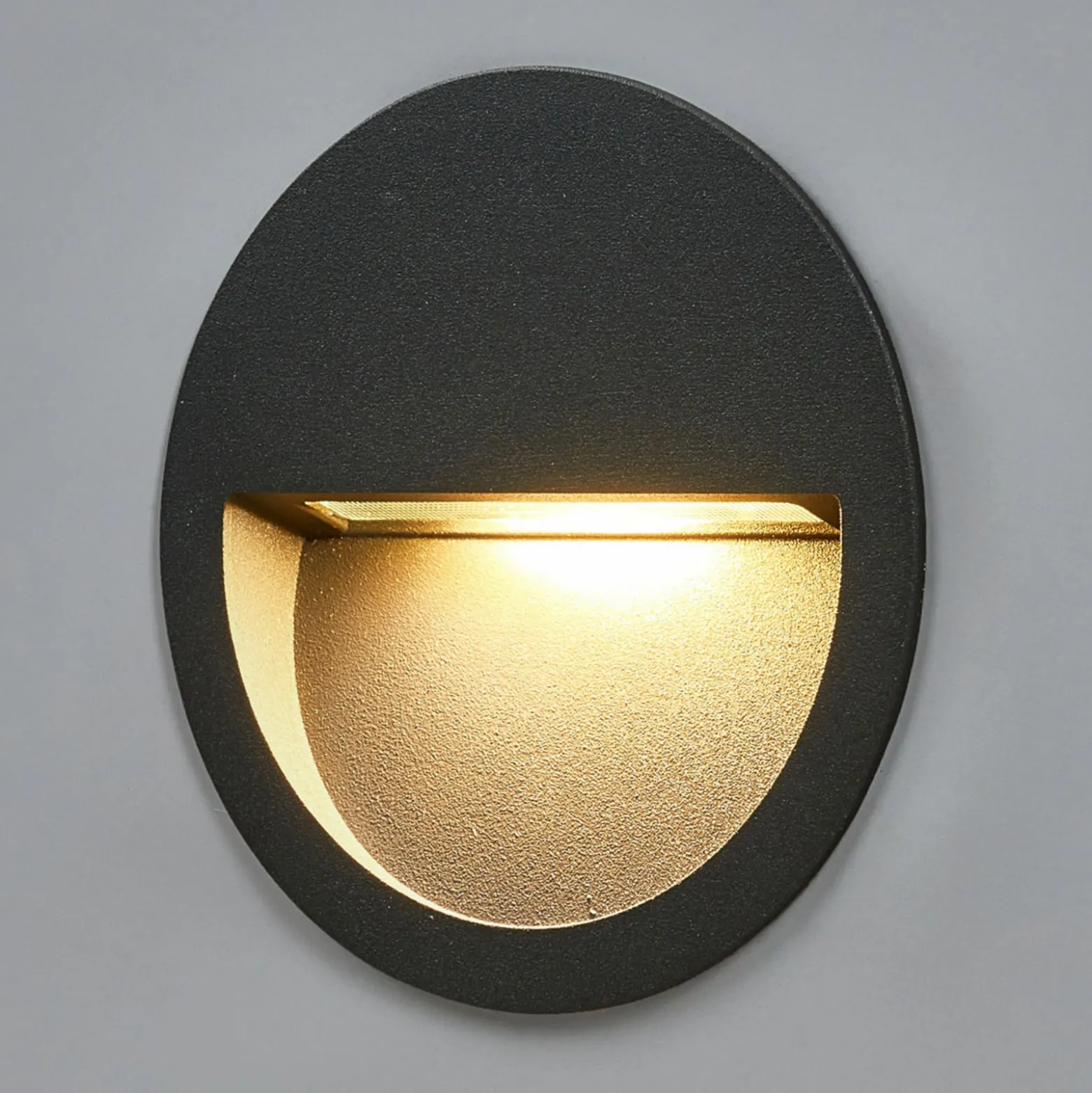 Lucande LED-seinäuppovalaisin Loya, Ø 11,5 cm, harmaa, IP54