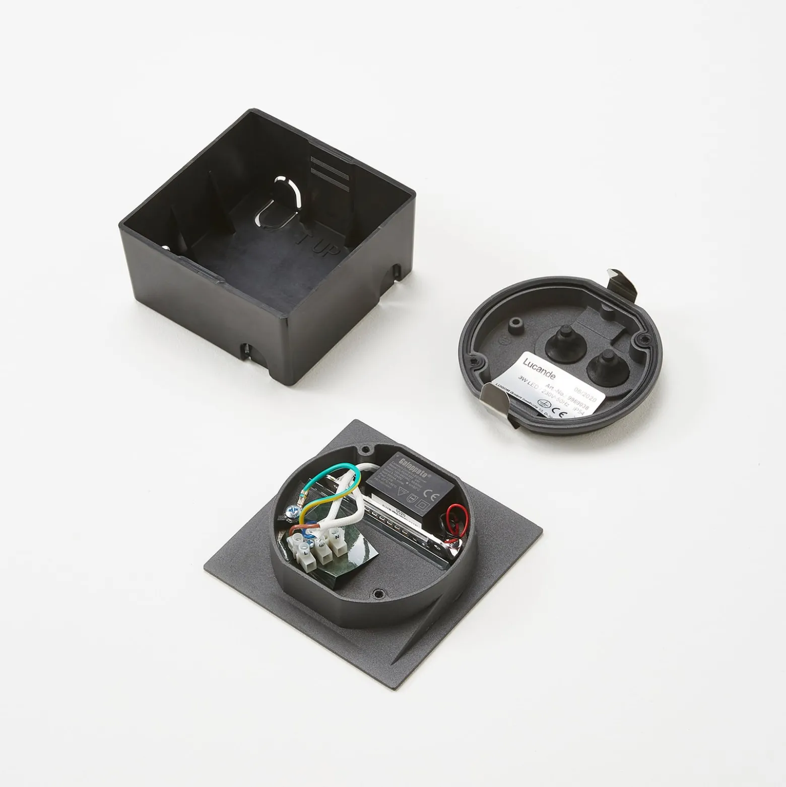 Lucande LED-seinäuppovalaisin Loya, 11,5x11,5 cm, harmaa, IP54