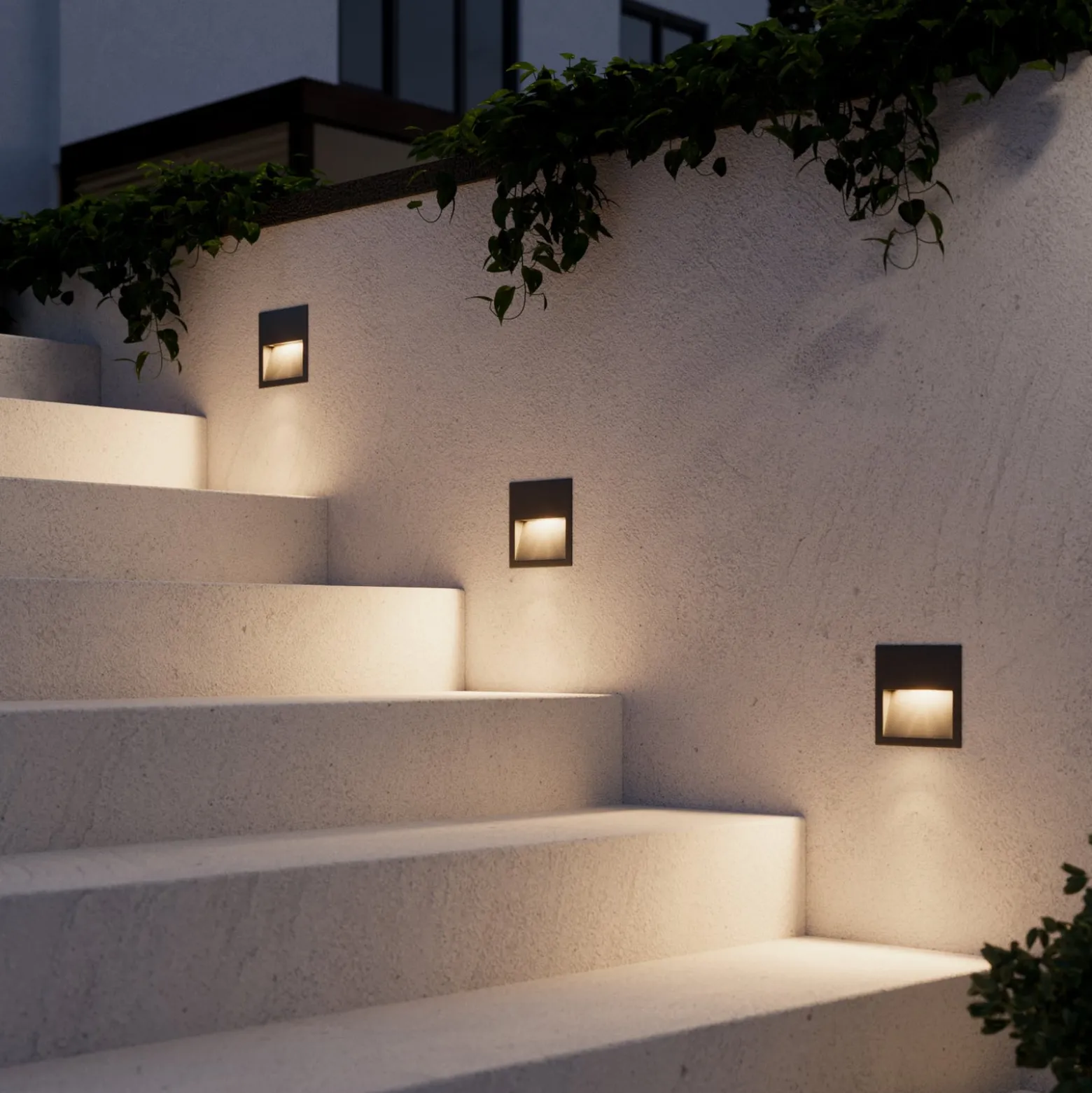 Lucande LED-seinäuppovalaisin Loya, 11,5x11,5 cm, harmaa, IP54
