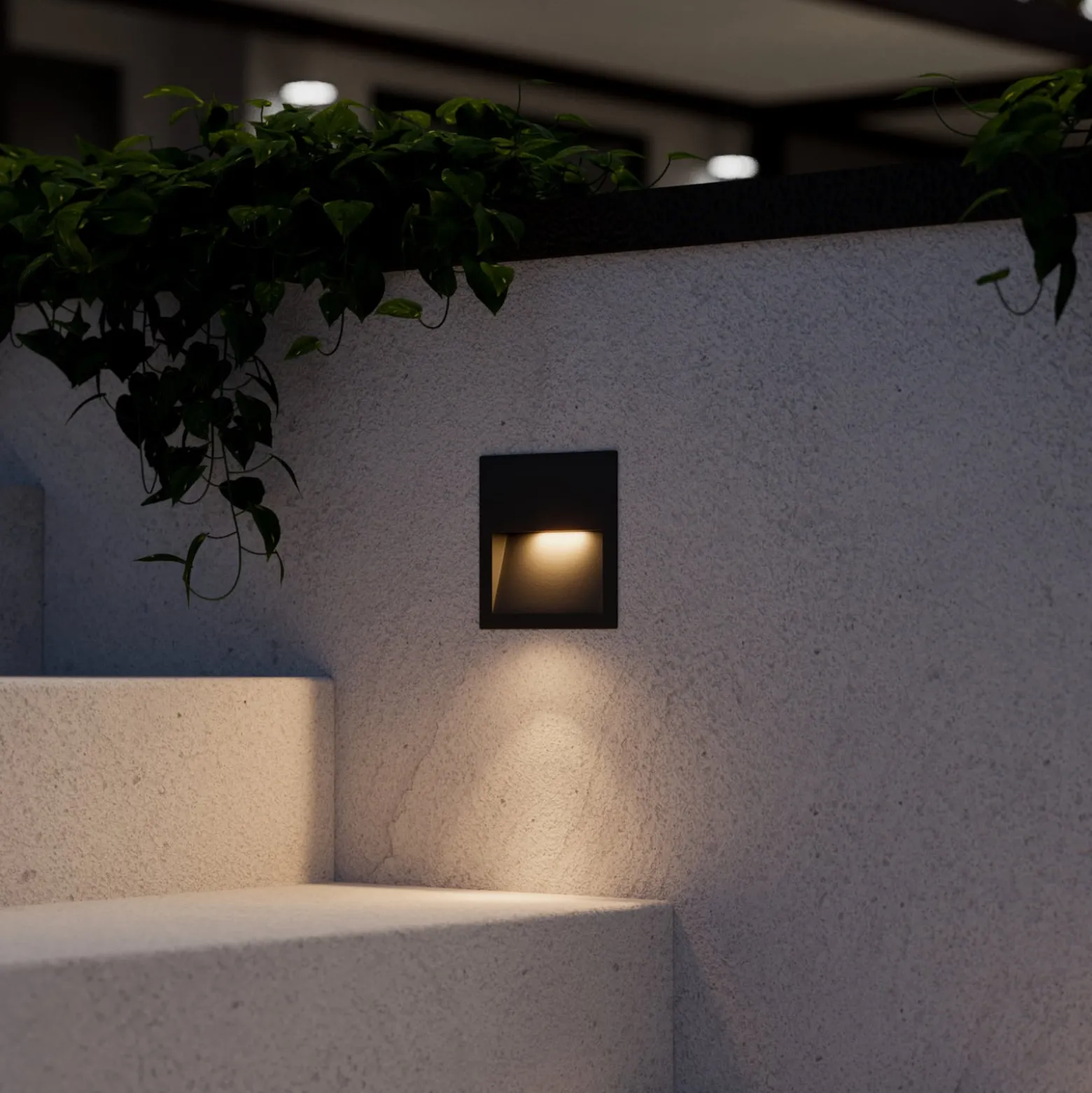 Lucande LED-seinäuppovalaisin Loya, 11,5x11,5 cm, harmaa, IP54