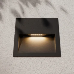 Lucande LED-seinäuppovalaisin Loya, 11,5x11,5 cm, harmaa, IP54
