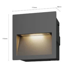 Lucande LED-seinäuppovalaisin Loya, 11,5x11,5 cm, harmaa, IP54