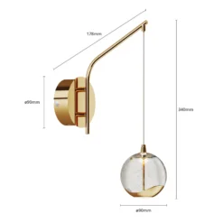 Lucande LED-seinävalaisin Hayley, kullanvärinen, lasia, 34 cm korkea