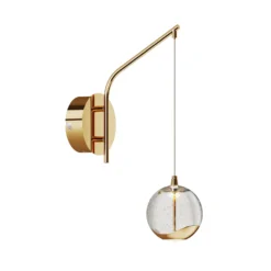 Lucande LED-seinävalaisin Hayley, kullanvärinen, lasia, 34 cm korkea