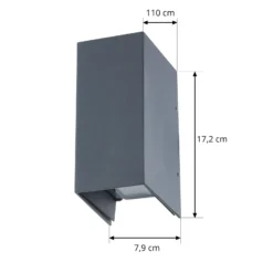 Lucande LED-seinävalaisin Kimian, korkeus 17 cm, antrasiitti, IP54