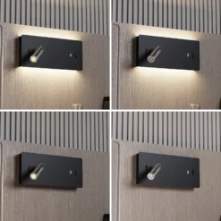 Lucande LED-seinävalaisin Kimo, 32 cm, musta, alumiini, USB-portti