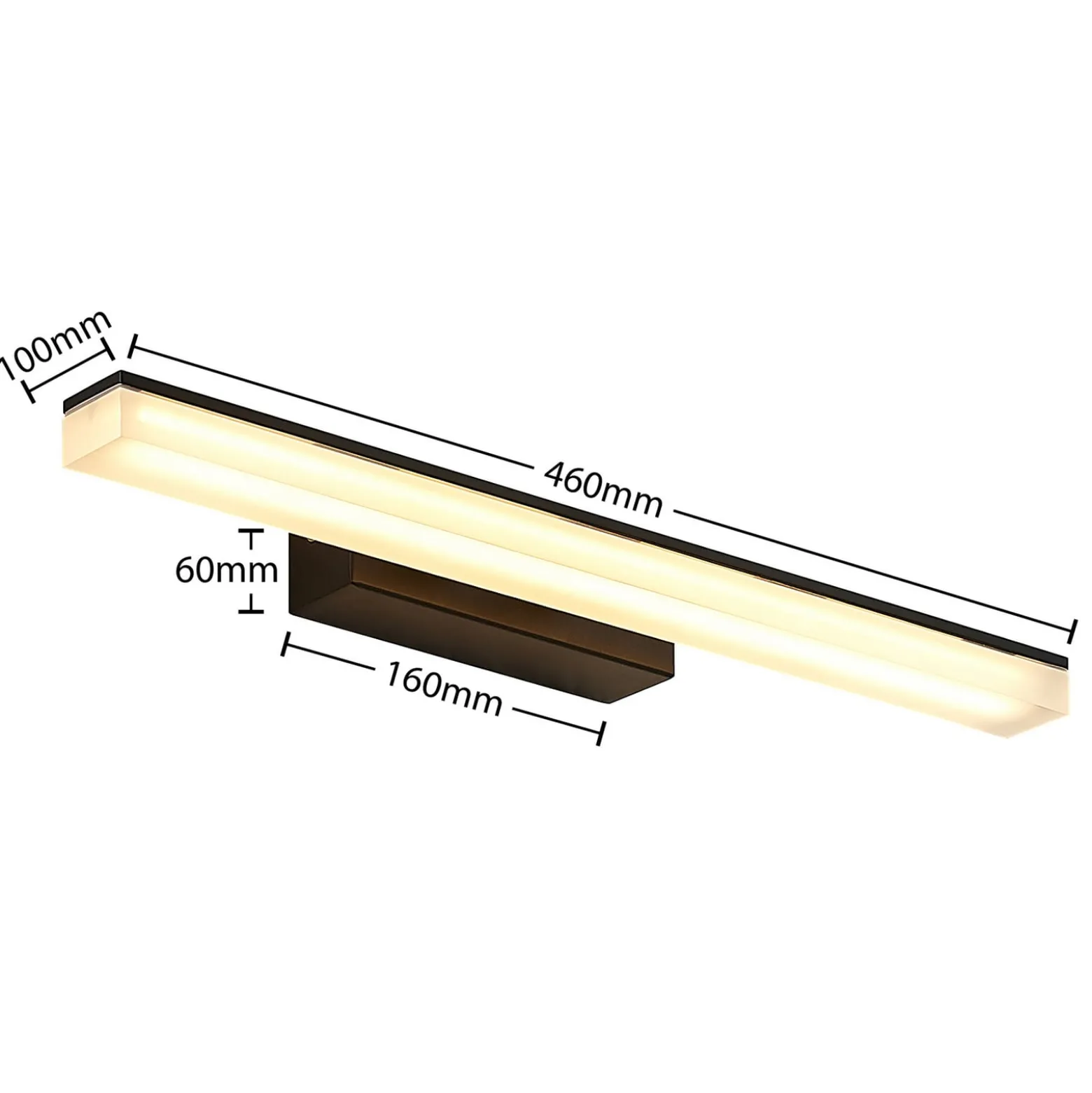 Lucande LED-seinävalaisin Lisana, vaakasuora, 46 cm, IP44