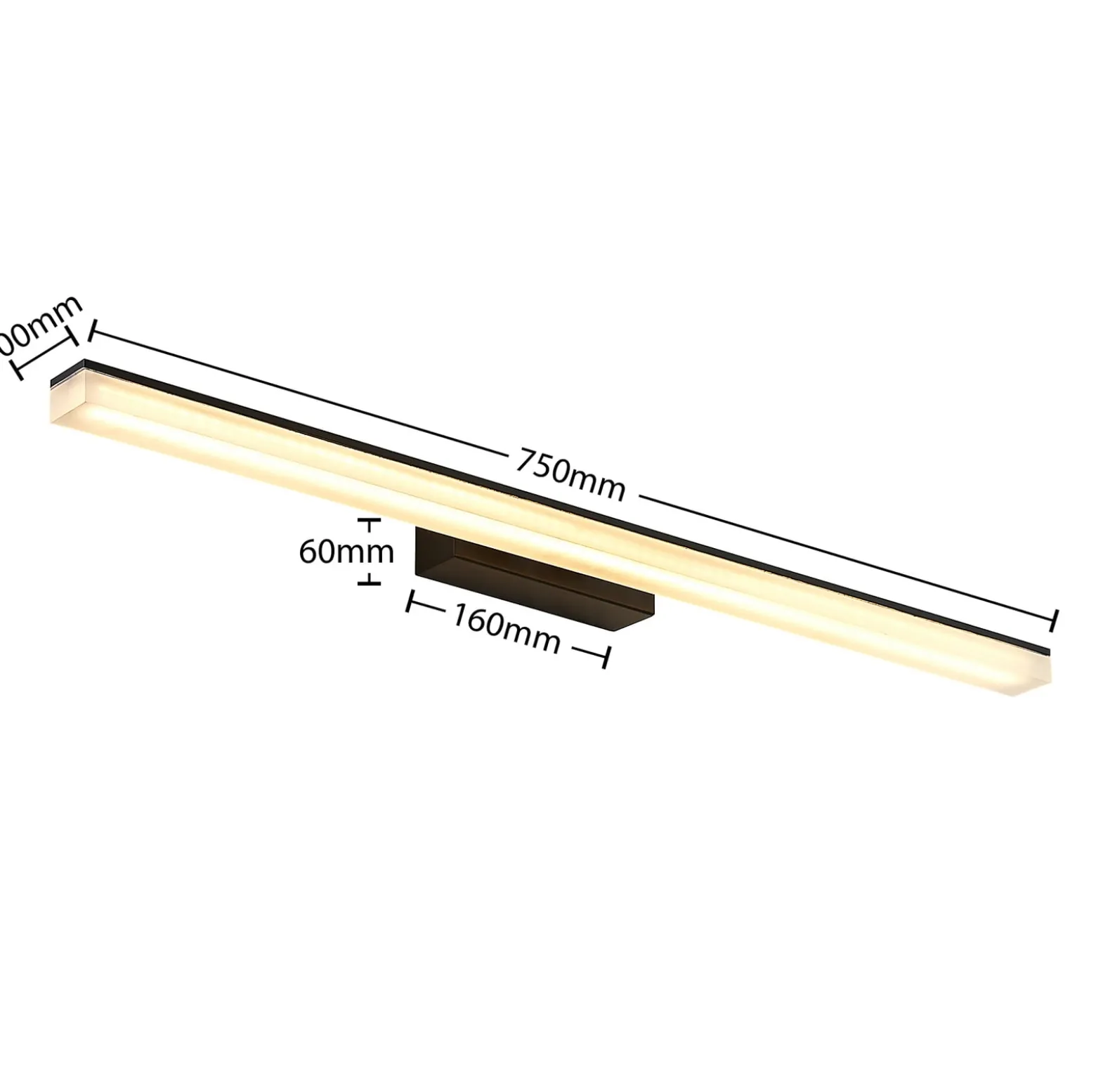 Lucande LED-seinävalaisin Lisana, vaakasuora, 75 cm, IP44