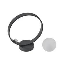 Lucande LED-seinävalaisin Luneo, musta/opal, lasi, 30 cm