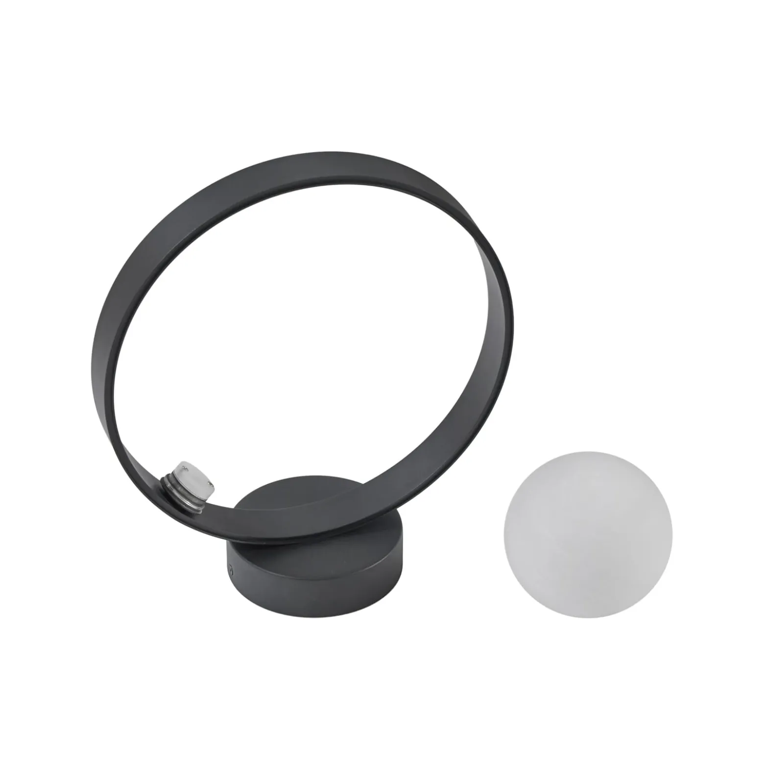 Lucande LED-seinävalaisin Luneo, musta/opal, lasi, 30 cm