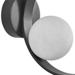 Lucande LED-seinävalaisin Luneo, musta/opal, lasi, 30 cm