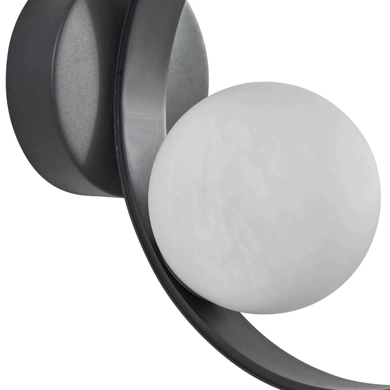 Lucande LED-seinävalaisin Luneo, musta/opal, lasi, 30 cm