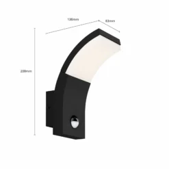 Lucande LED-seinävalaisin Timm, anturi, 20cm, antrasiitti, IP54