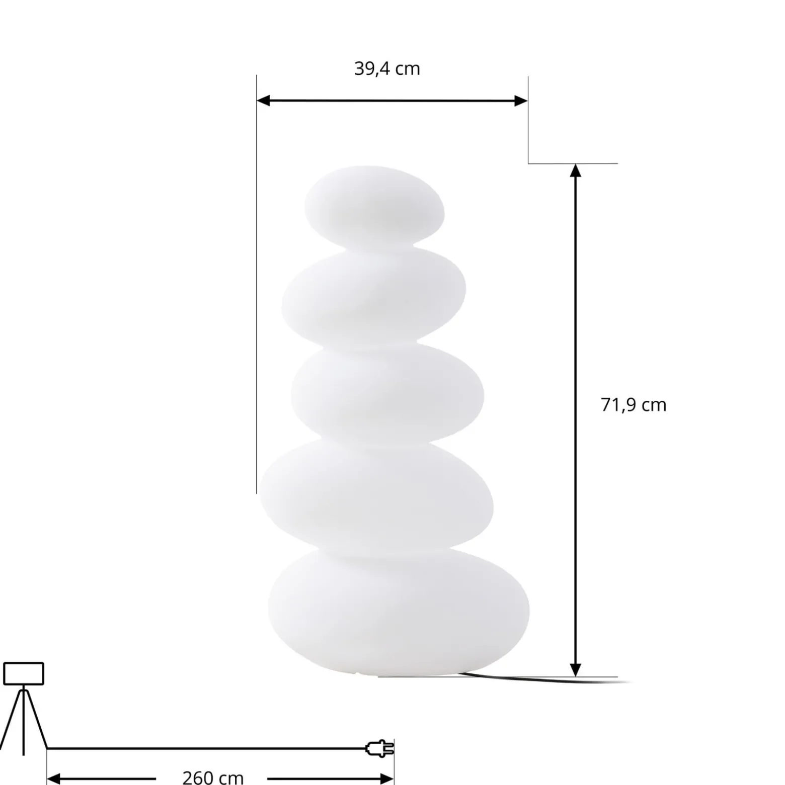 Lucande LED-terassivalaisin Soriel, valkoinen, 72 cm, himmennettävä, IP54