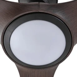 Lucande LED-ulkokatostuuletin Winrod, tumma puu, himmennettävä