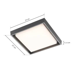 Lucande LED-ulkokattovalaisin Birta, tummanharmaa, 27 cm, IP54