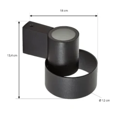 Lucande LED-ulkoseinälamppu Elune, mattamusta, ylös/alas