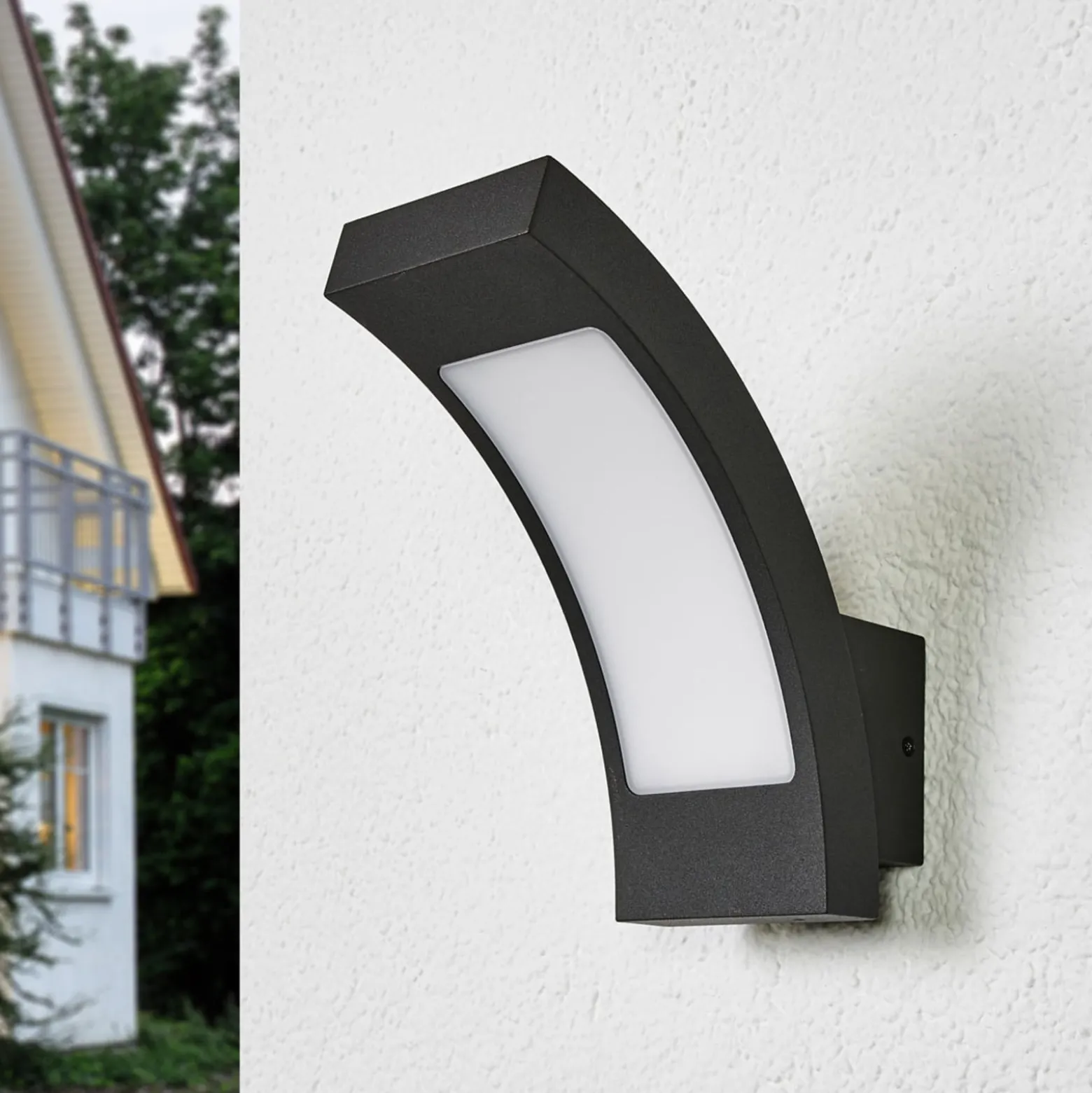 Lucande LED-ulkoseinälamppu Juvia, 19 cm, antrasiitti, IP54