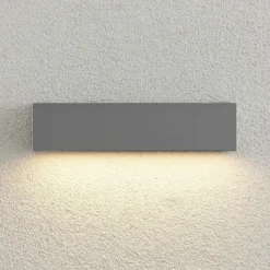 Lucande LED-ulkoseinälamppu Lengo, 25 cm, hopea, alaspäin suuntautuva valo, 3