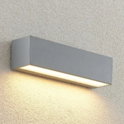 Lucande LED-ulkoseinälamppu Lengo, 25 cm, hopea, alaspäin suuntautuva valo, 3