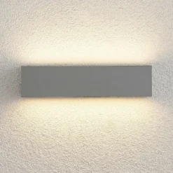 Lucande LED-ulkoseinälamppu Lengo 25 cm, hopea, valo ylös/alas, 3 000 K