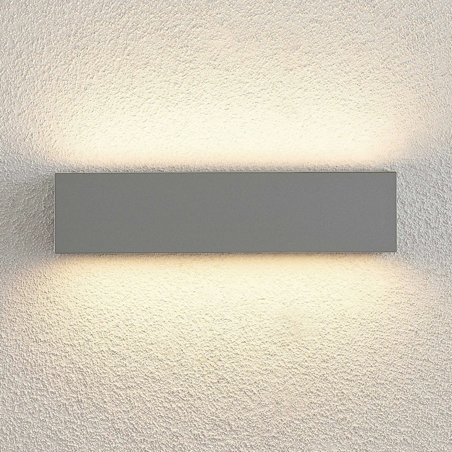 Lucande LED-ulkoseinälamppu Lengo 25 cm, hopea, valo ylös/alas, 3 000 K