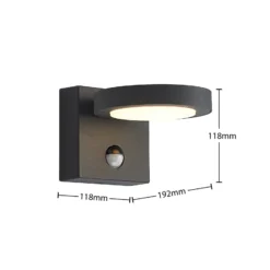 Lucande LED-ulkoseinävalaisin Belna, metalli, anturi, IP54