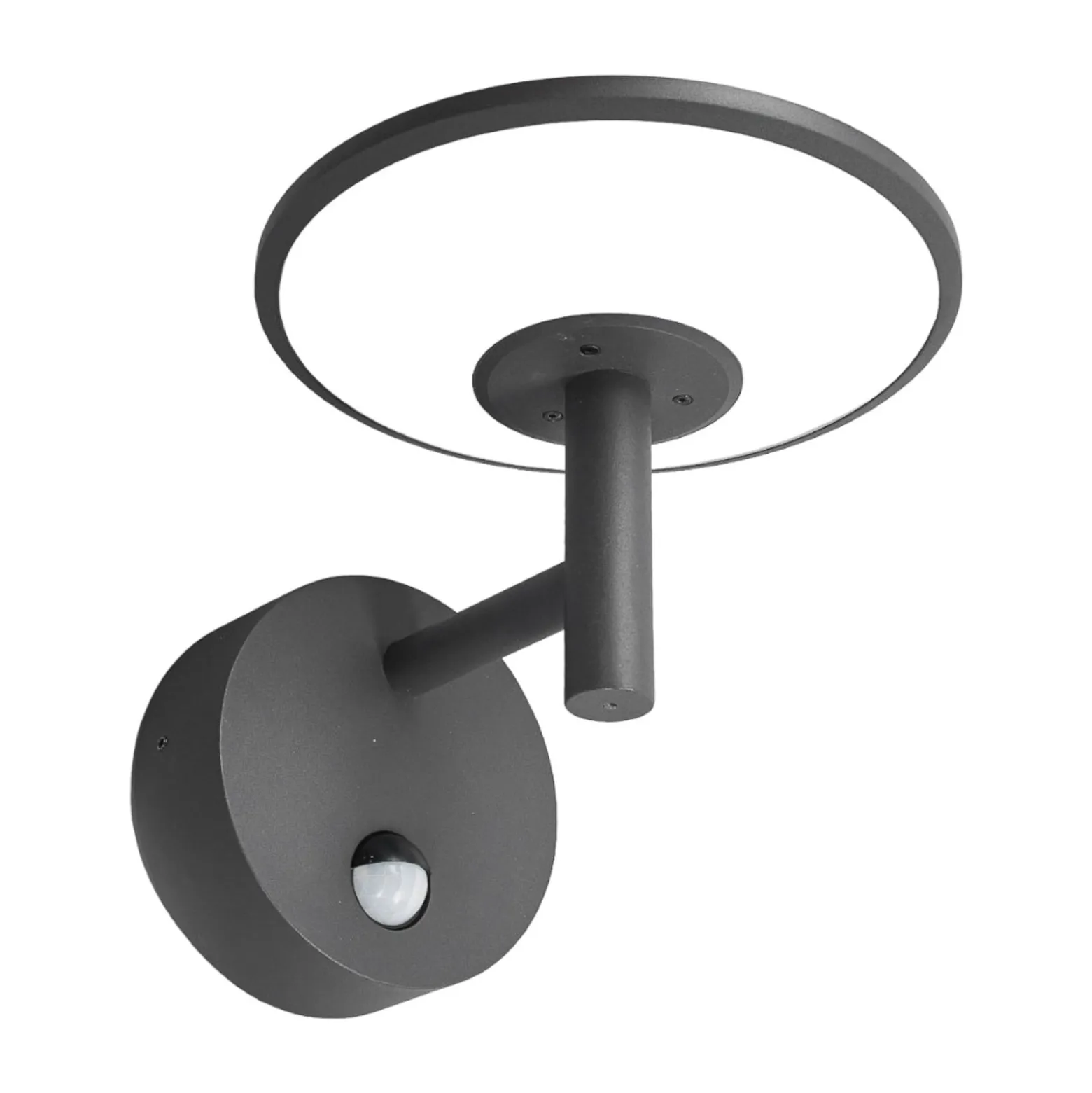 Lucande LED-ulkoseinävalaisin Fenia, anturi, IP54, antrasiittipunainen
