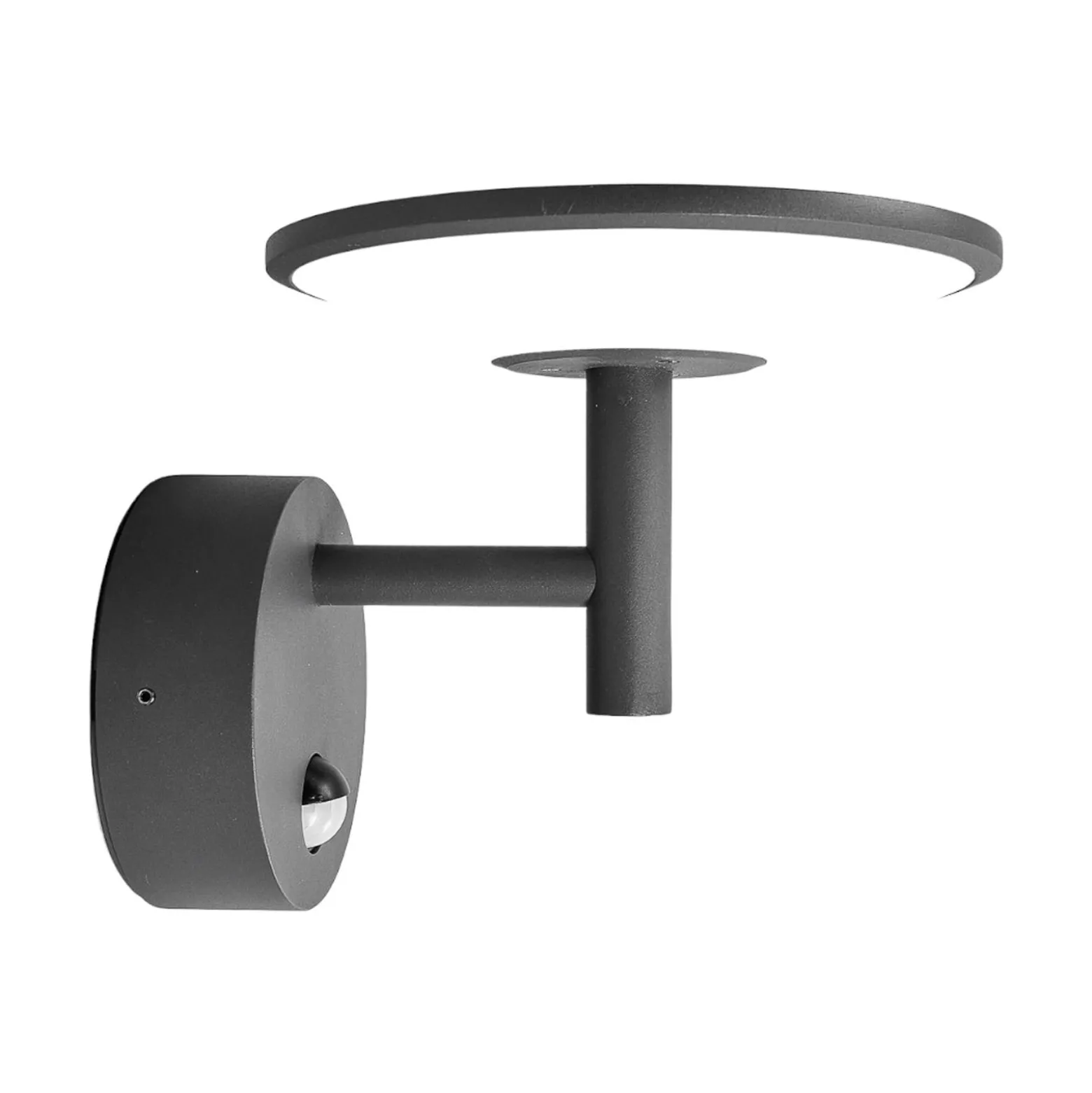 Lucande LED-ulkoseinävalaisin Fenia, anturi, IP54, antrasiittipunainen