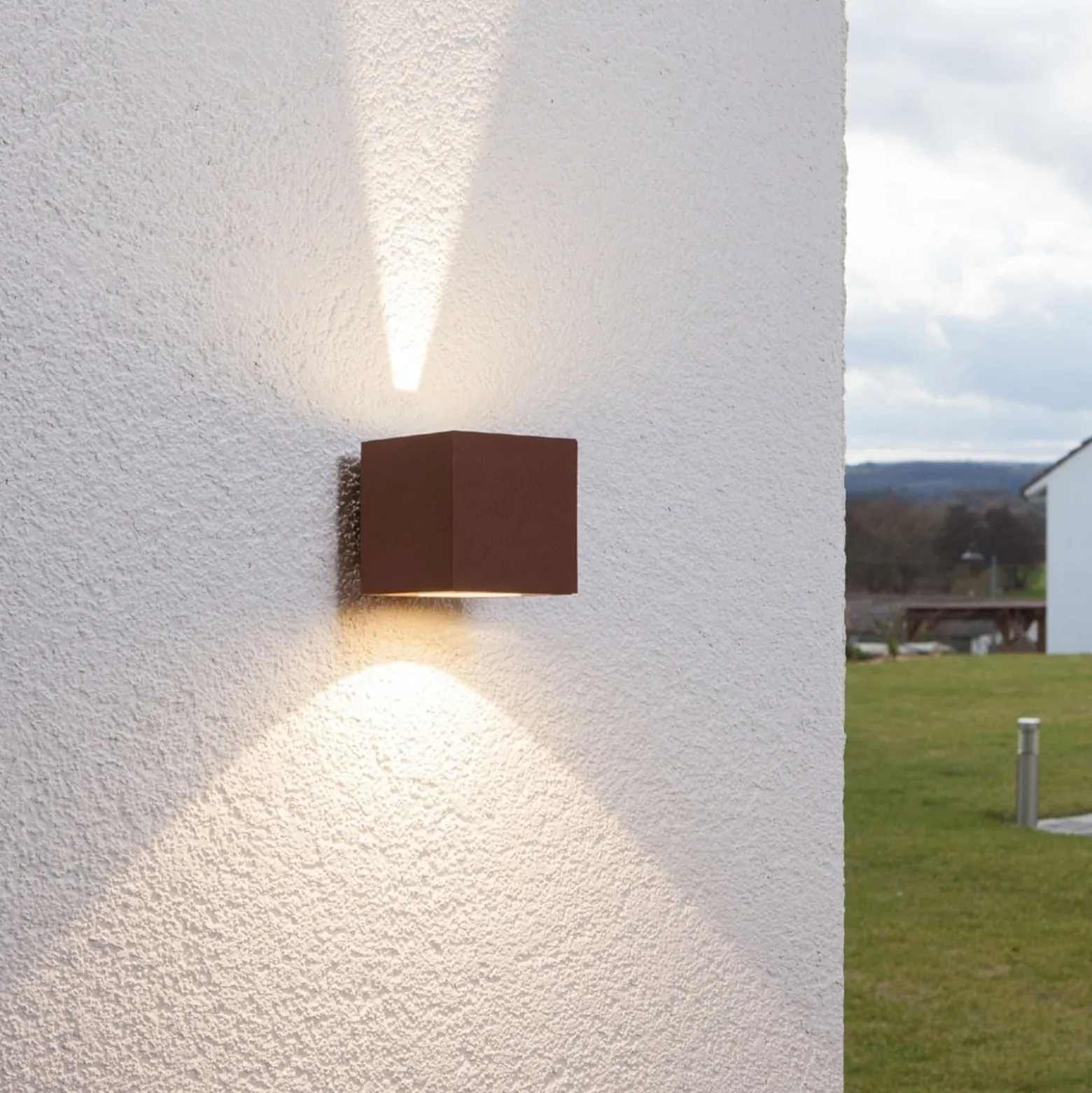 Lucande LED-ulkoseinävalaisin Jarno, ruoste, metalli, 9cm