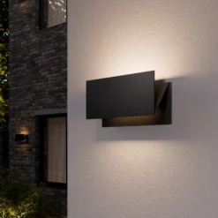Lucande LED-ulkoseinävalaisin Meja, musta, metalli, IP54