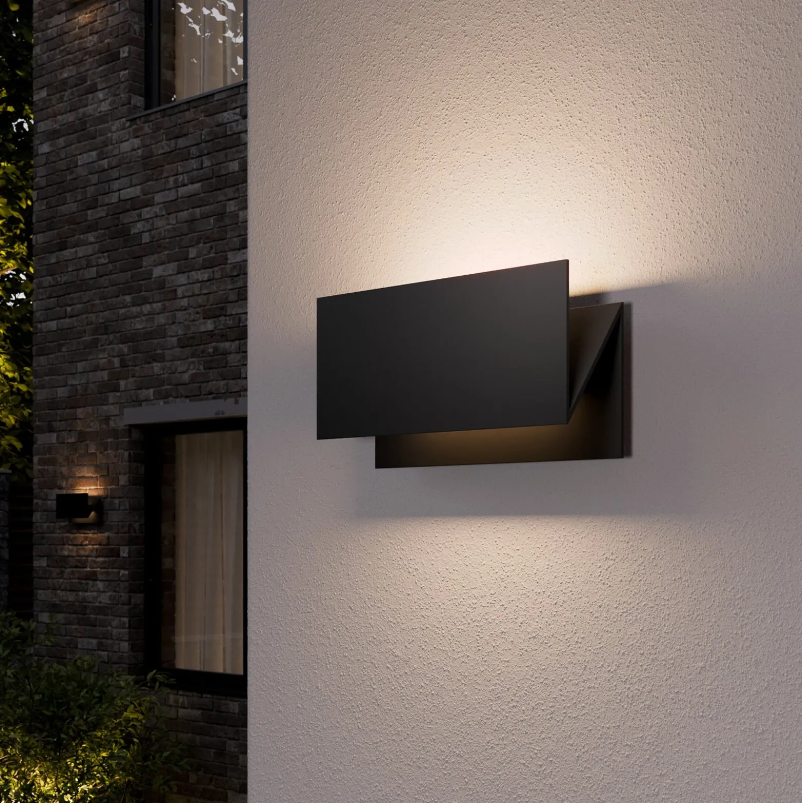 Lucande LED-ulkoseinävalaisin Meja, musta, metalli, IP54