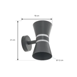 Lucande LED-ulkoseinävalaisin Meravi, antrasiitti, 2-lamppuinen, IP44