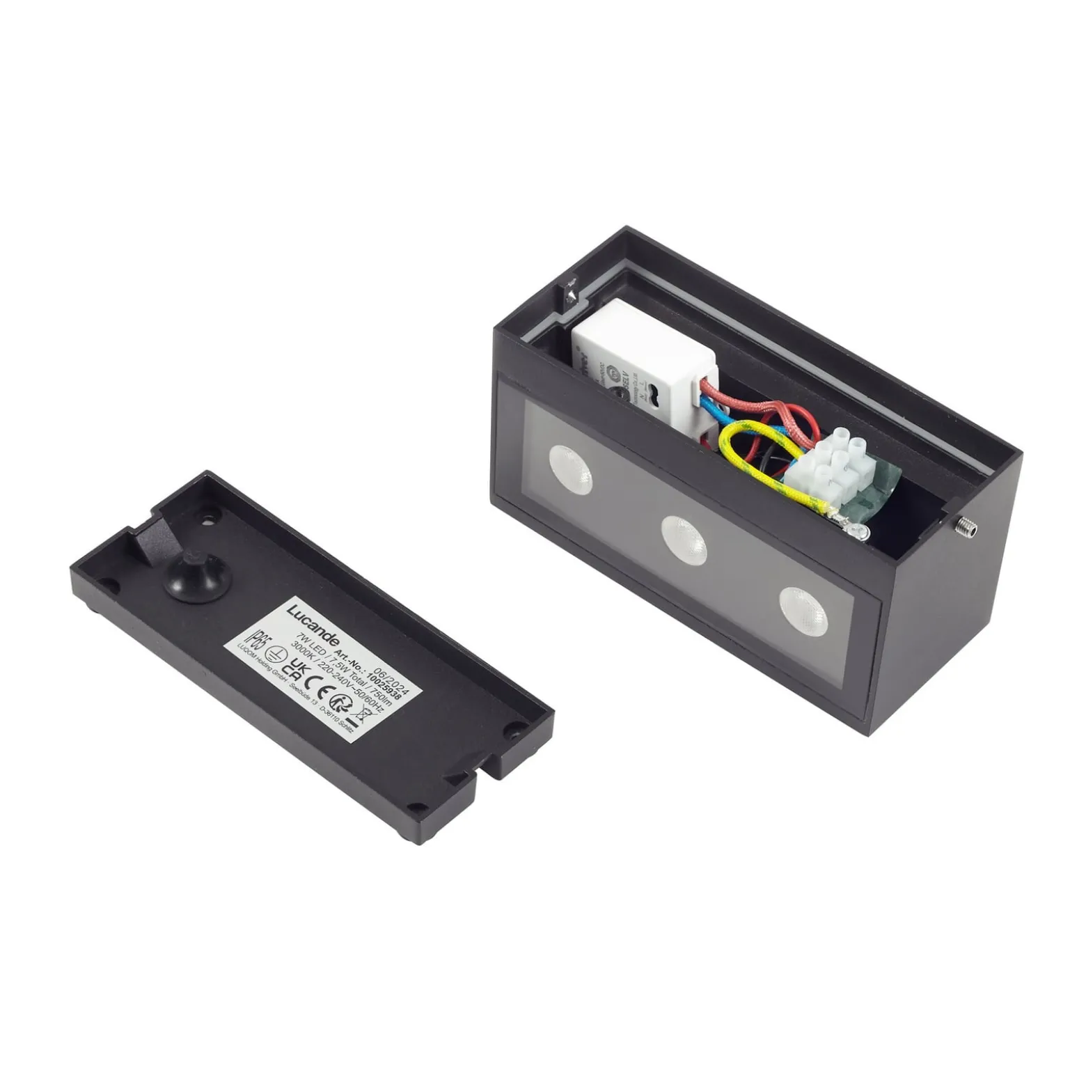 Lucande LED-ulkoseinävalaisin Selim, pituus 15,3 cm, musta