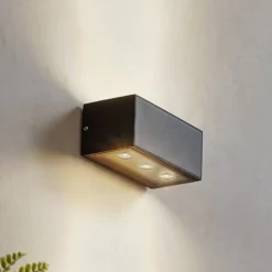 Lucande LED-ulkoseinävalaisin Selim, pituus 15,3 cm, musta