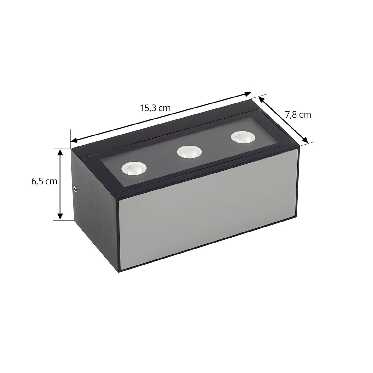 Lucande LED-ulkoseinävalaisin Selim, pituus 15,3 cm, musta