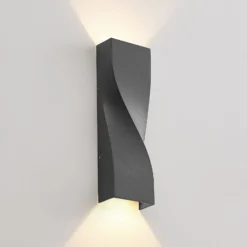 Lucande LED-ulkoseinävalaisin Tibelya, antrasiitti, ylös/alas, IP65