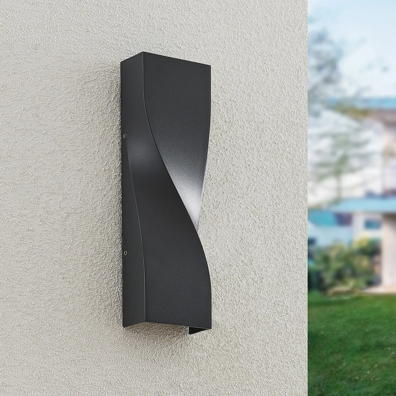 Lucande LED-ulkoseinävalaisin Tibelya, antrasiitti, ylös/alas, IP65