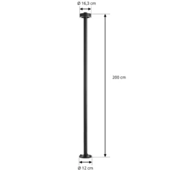Lucande LED-ulkovalaisin Nirella, 200 cm, musta, CCT, IP65