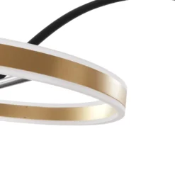 Lucande LED-valokaarilamppu Yekta, messinginvärinen, 183 cm, himmennettävä