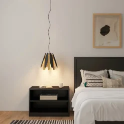 Lucande Lounit -riippuvalo, musta-kulta, 1-lamp.